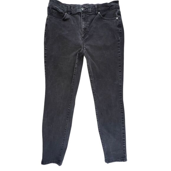 Terra & Sky Jeans 16 Black Denim Straight Leg High Rise Dark Academia Pants - Picture 7 of 11